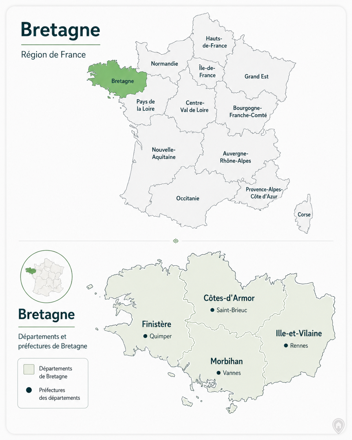 Carte de la Bretagne en France