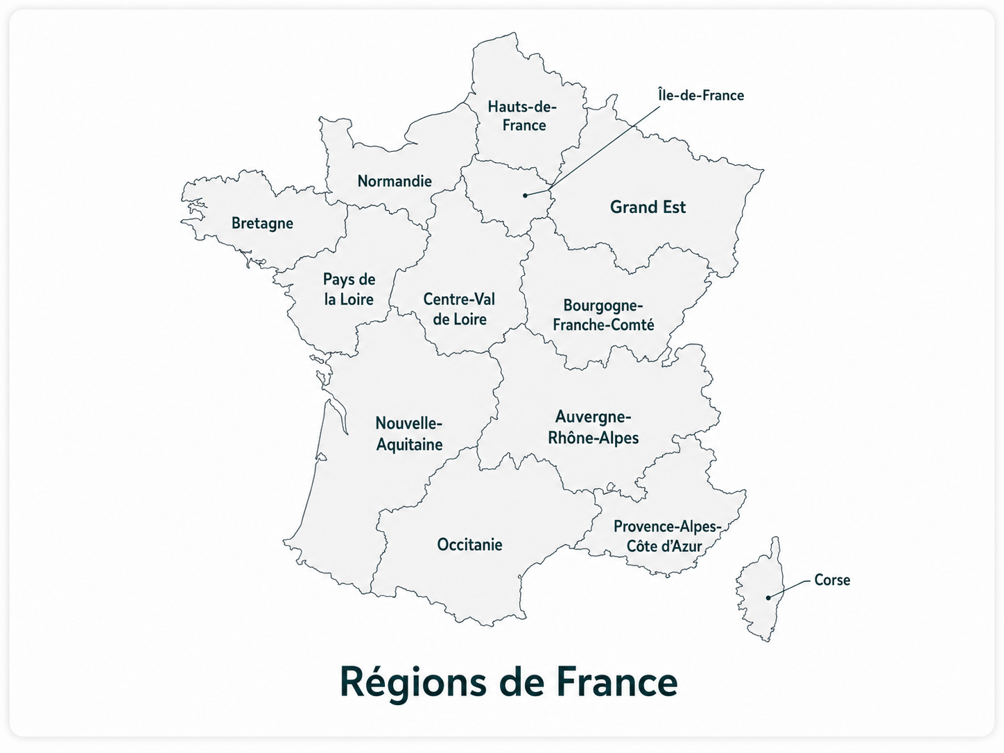 Carte des régions de France
